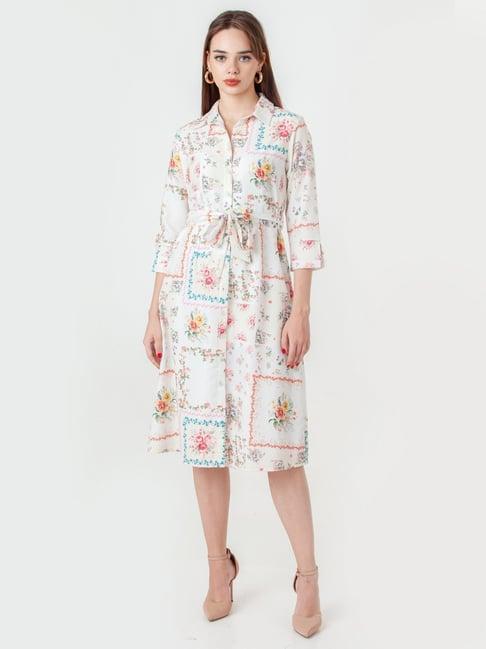 zink london white printed shirt dress