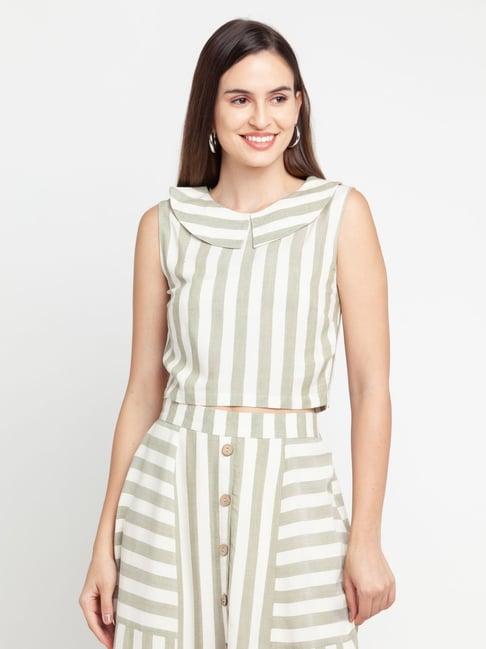 zink london white striped top