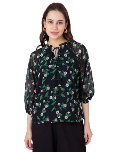 zink london women's black printed regular top