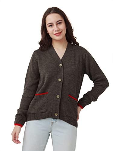 zink london women's black solid buttoned cardigan