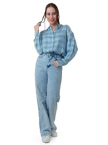 zink london women's blue checked shirt