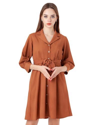 zink london women's brown solid regular short dress