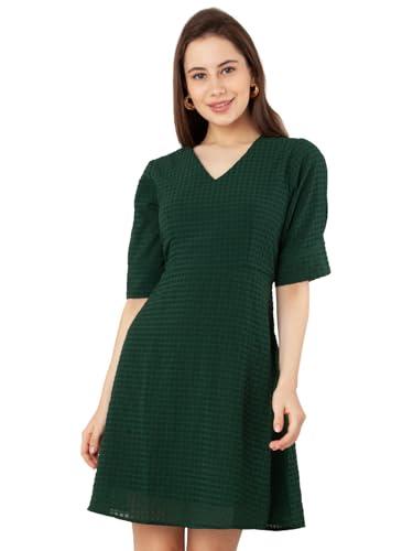 zink london women's green checks a-line short dress