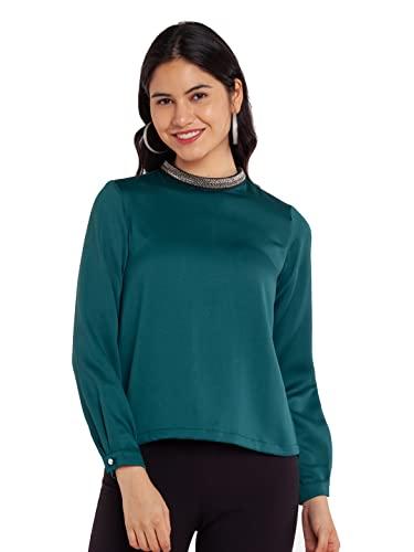 zink london women's green embellished regular top