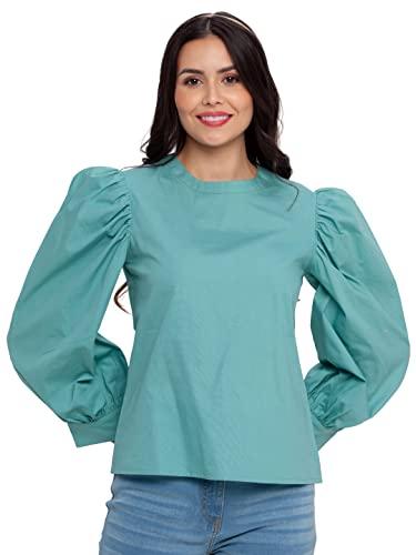 zink london women's green solid regular top