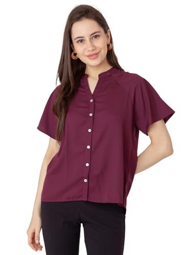 zink london women's maroon solid shirt top