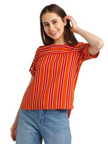 zink london women's orange printed straight top