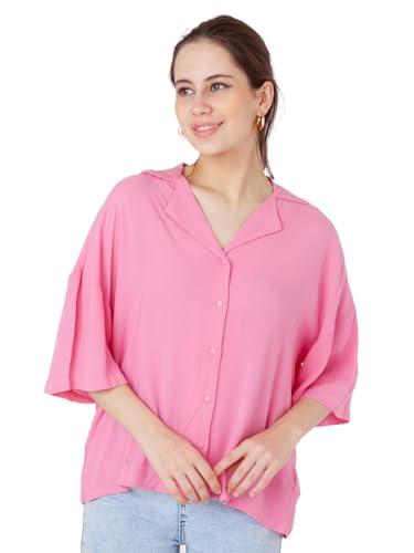 zink london women's pink solid regular shirt