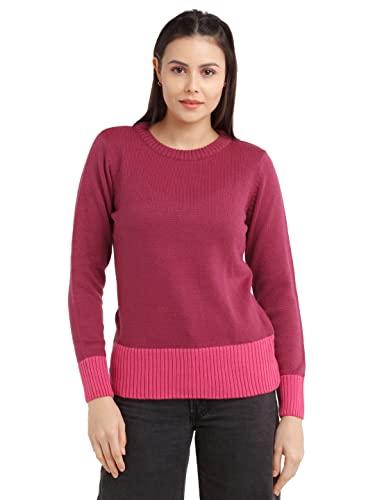 zink london women's purple colourblocked regular sweater