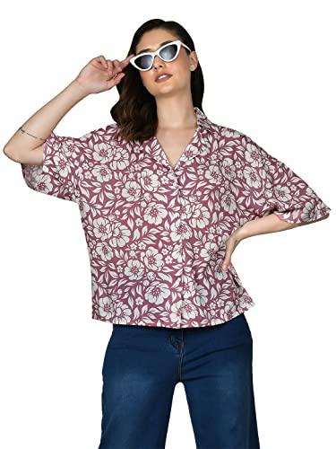 zink london women's purple printed shirt shirt