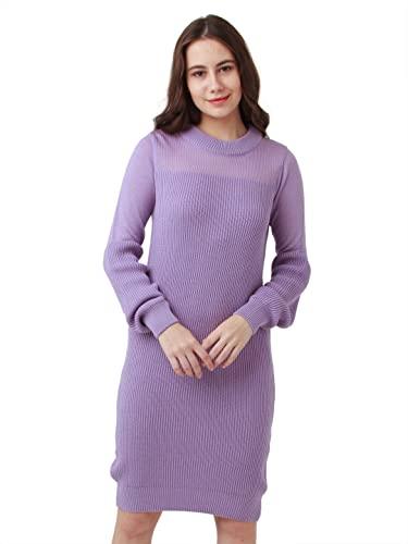 zink london women's purple solid bodycon sweater dress