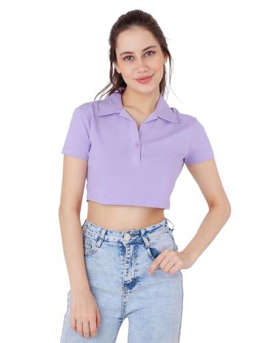 zink london women's purple solid regular t-shirt