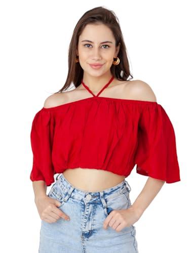 zink london women's red solid bardot top