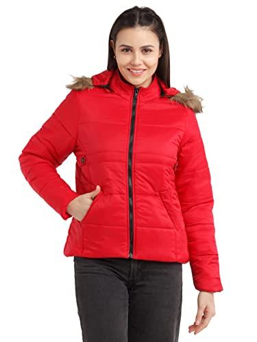 zink london women's red solid parka jacket