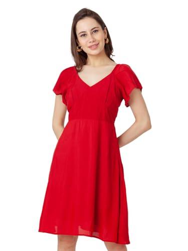 zink london women's red solid regular short dress