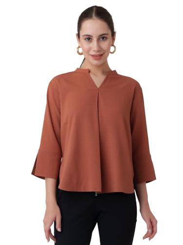 zink london women's terracotta solid straight top