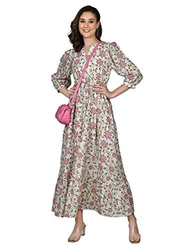 zink london women's white floral print maxi dress