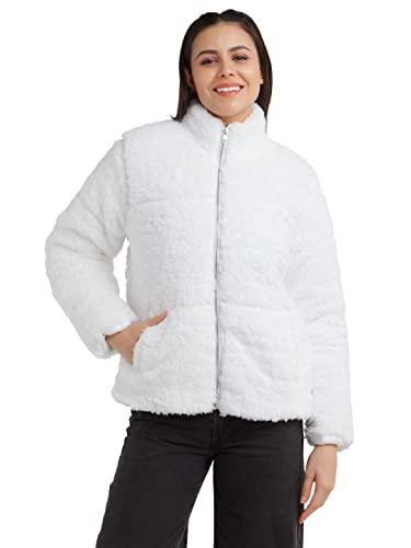 zink london women's white solid regular jacket