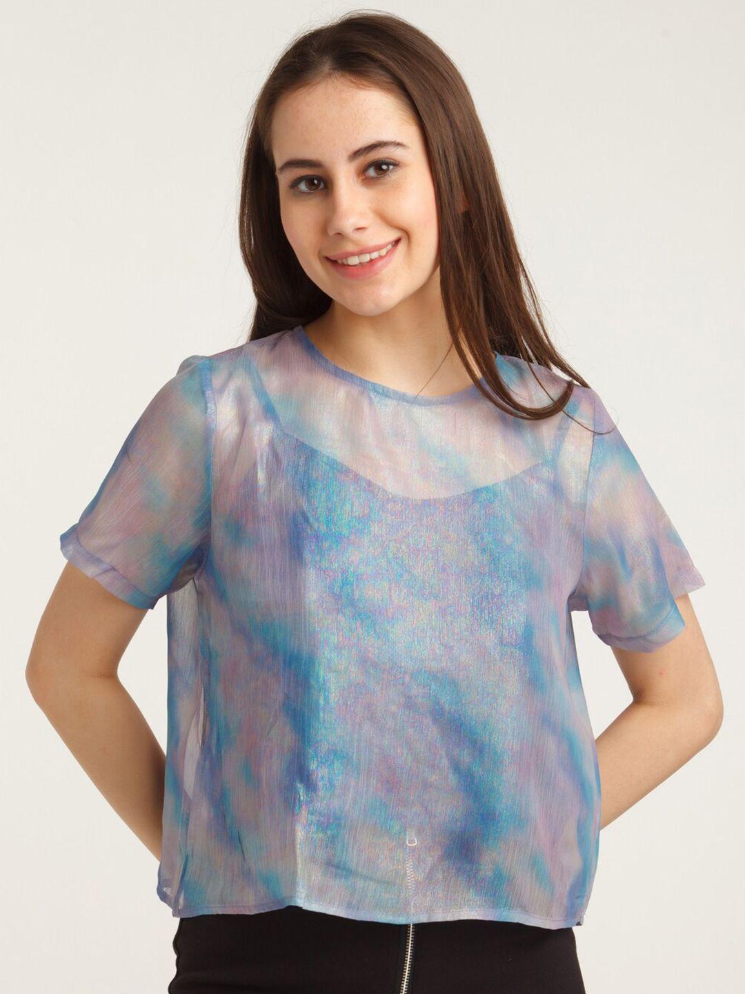 zink london women blue dyed casual top