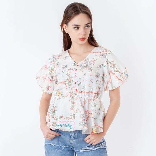 zink london women floral print peplum top