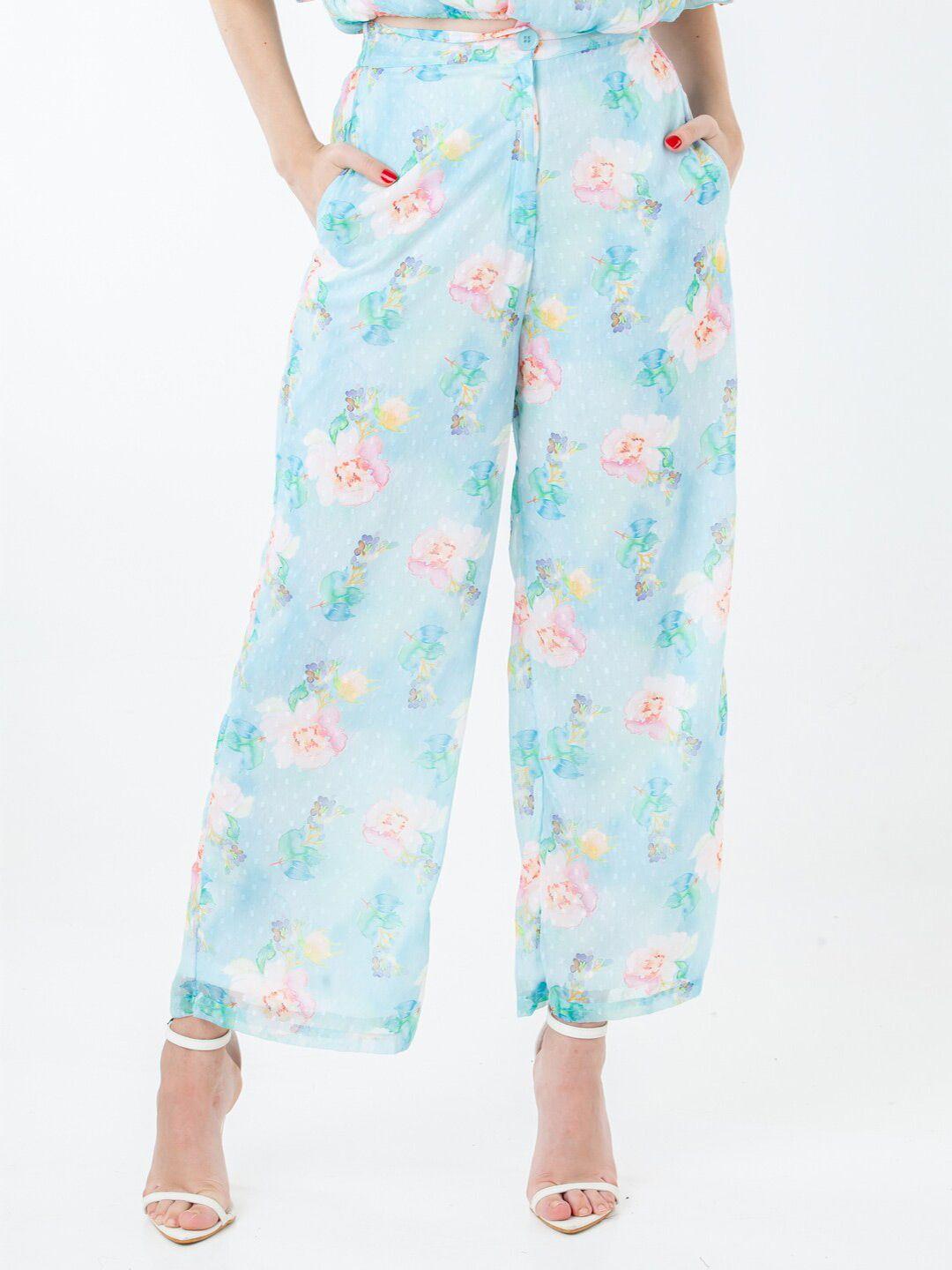 zink london women high-rise floral printed parallel trouser