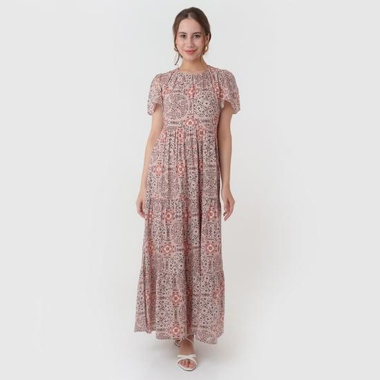 zink london women printed a-line maxi dress