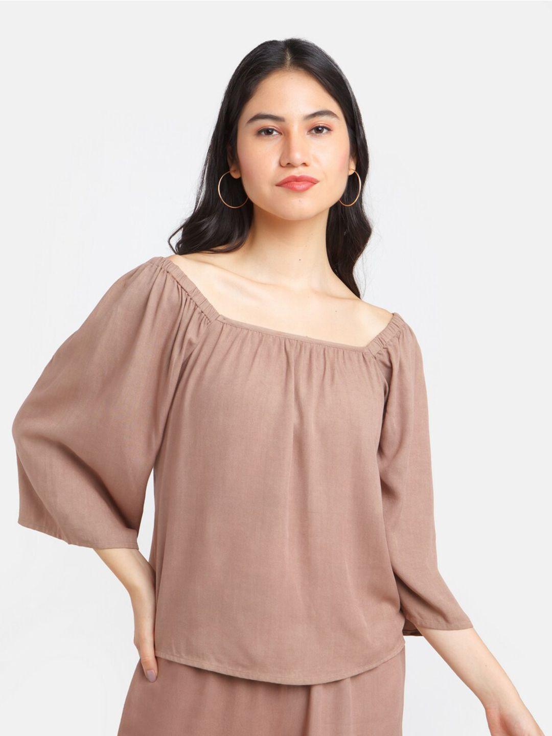 zink london women square neck  brown top