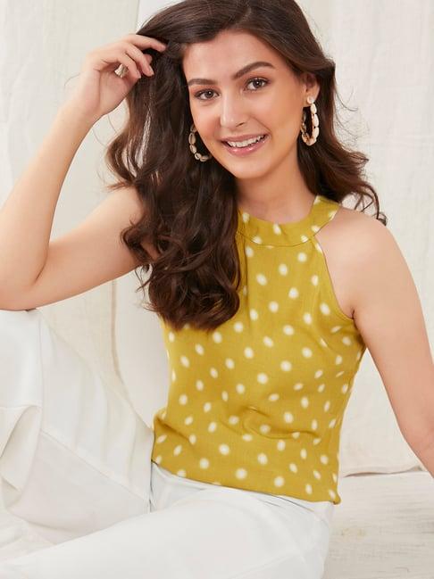 zink london yellow polka dot top