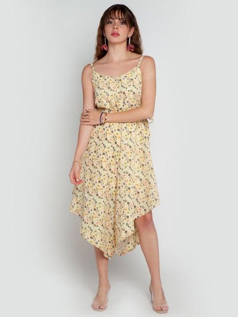 zink london yellow printed culotte jumpsuit