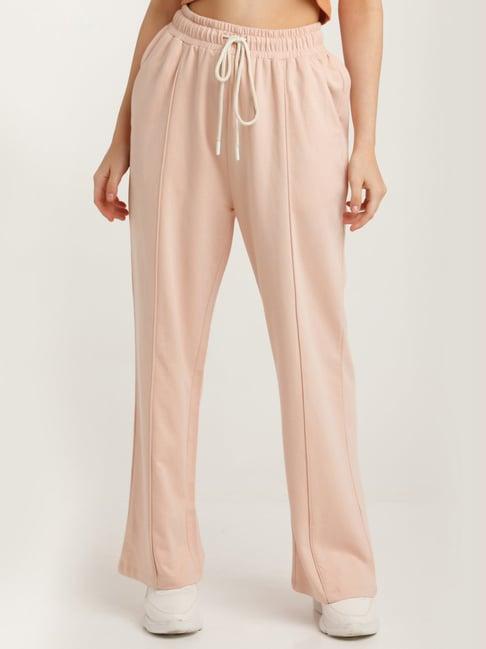zink z light pink cotton regular fit high rise pants