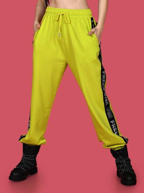 zink z lime green cotton regular fit high rise joggers