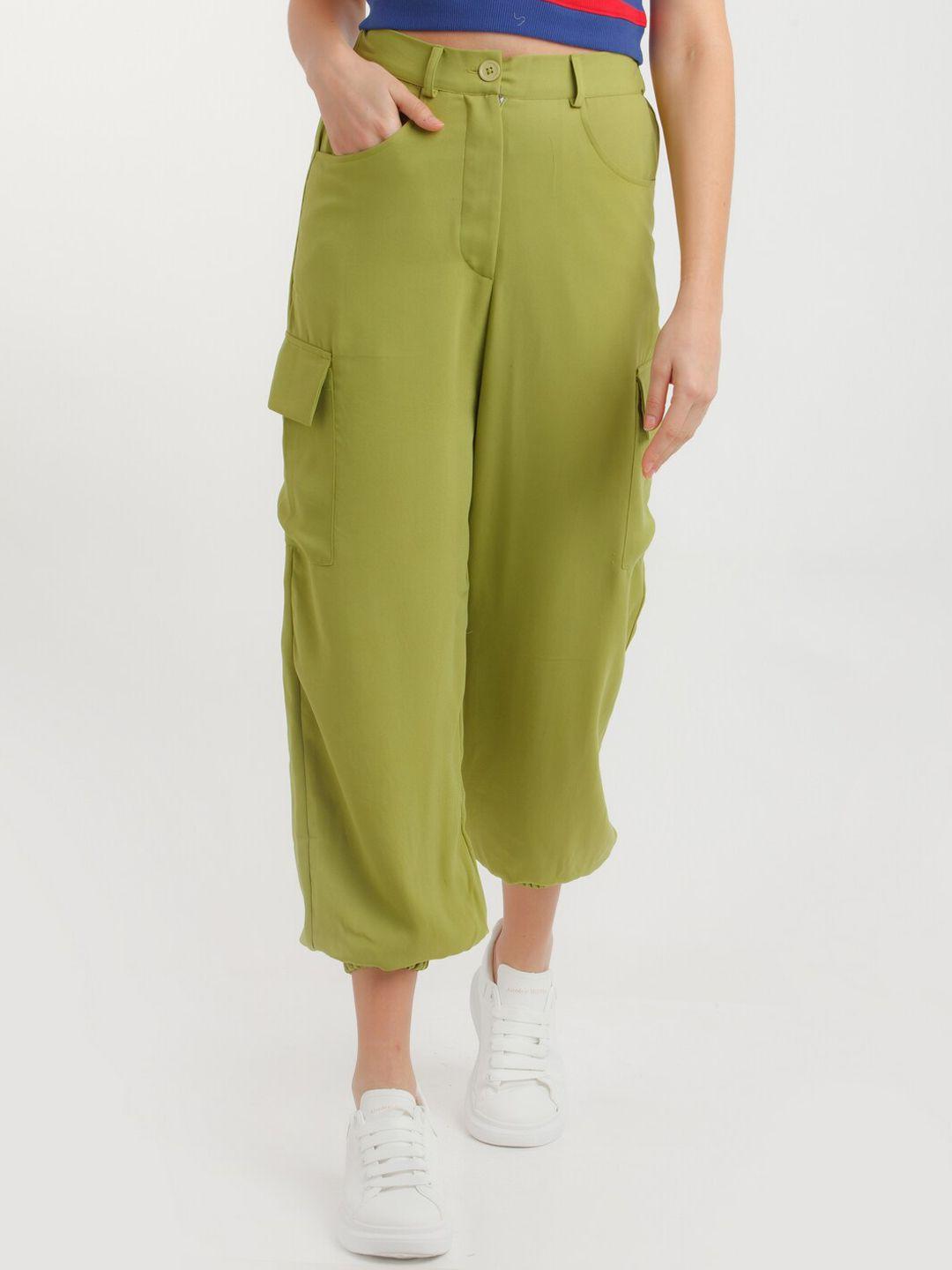 zink z women green high-rise cargos trousers