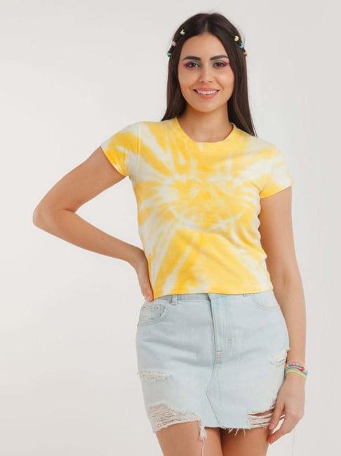 zink z yellow cotton printed top