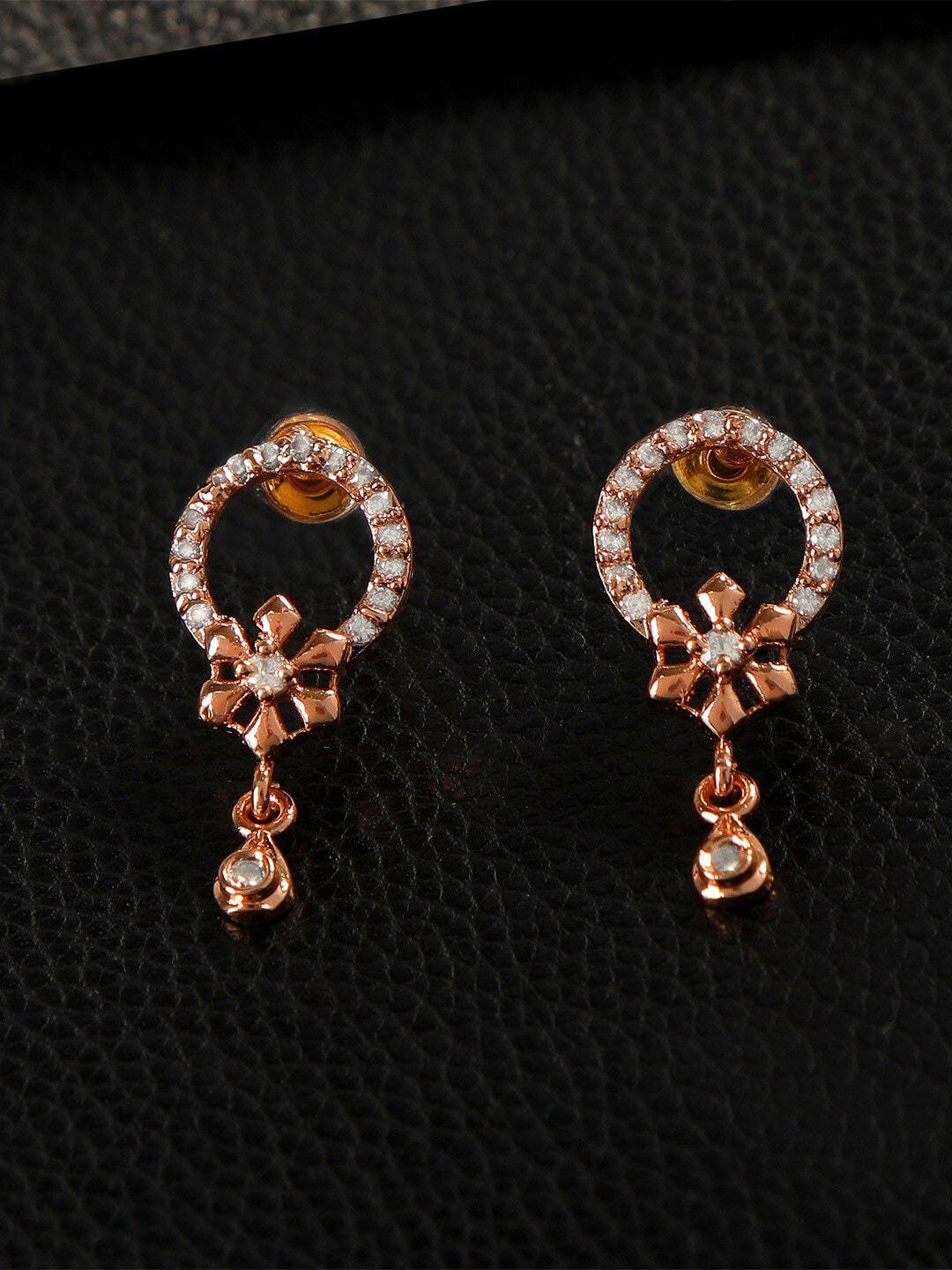 zinu women white cubic zirconia studded rose gold plated drop earrings