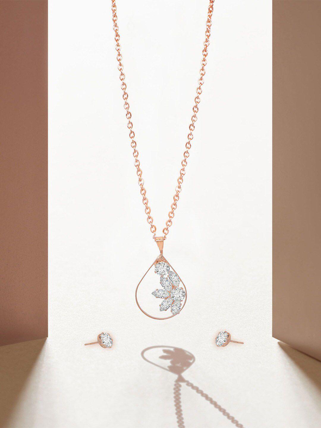 zinu cubic zirconia studded pendant and earrings