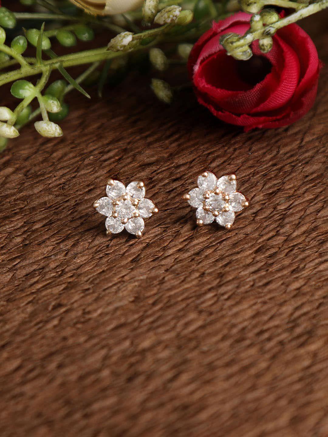 zinu rose gold contemporary studs earrings