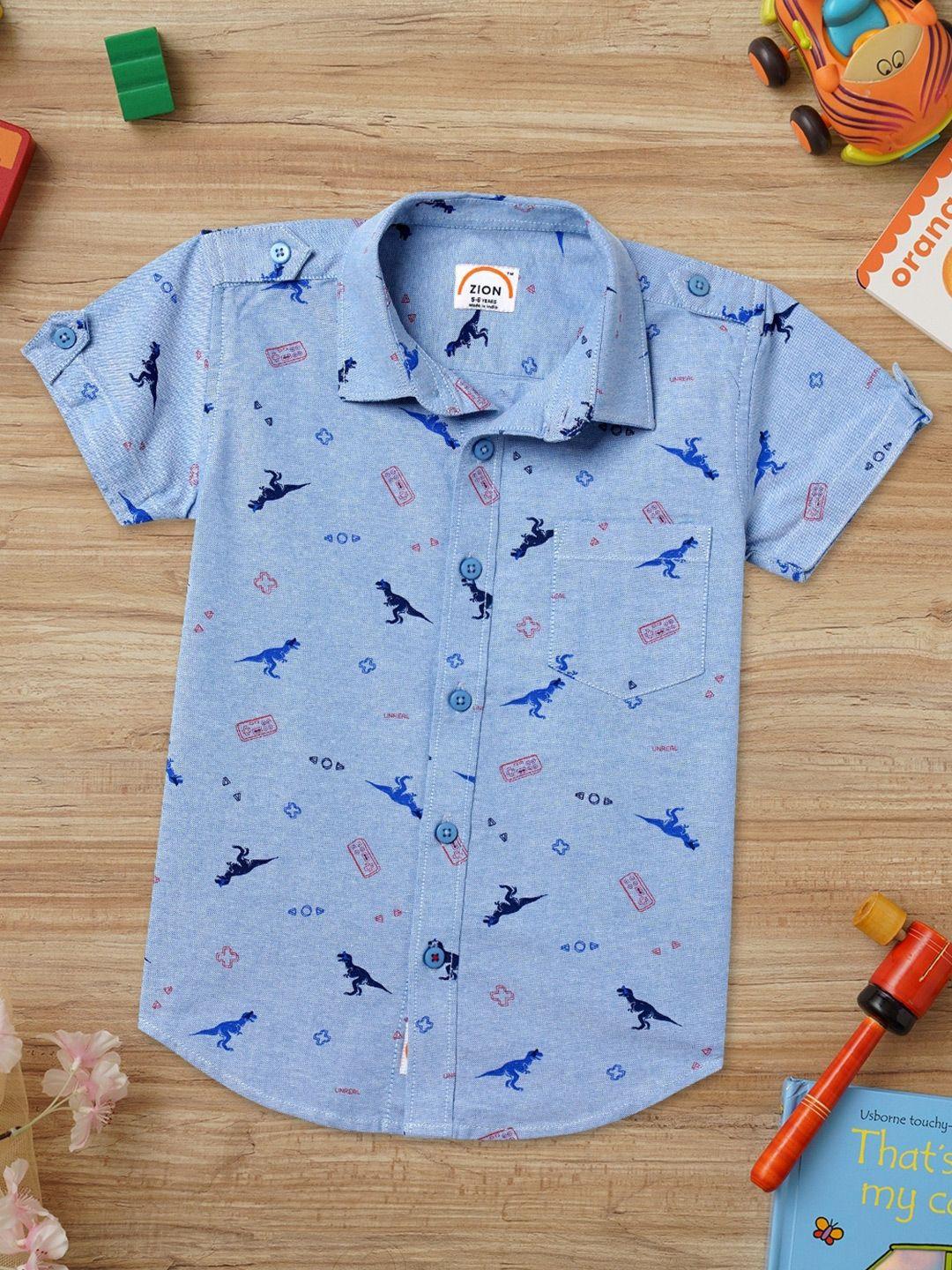 zion boys comfort printed cotton casual shirt