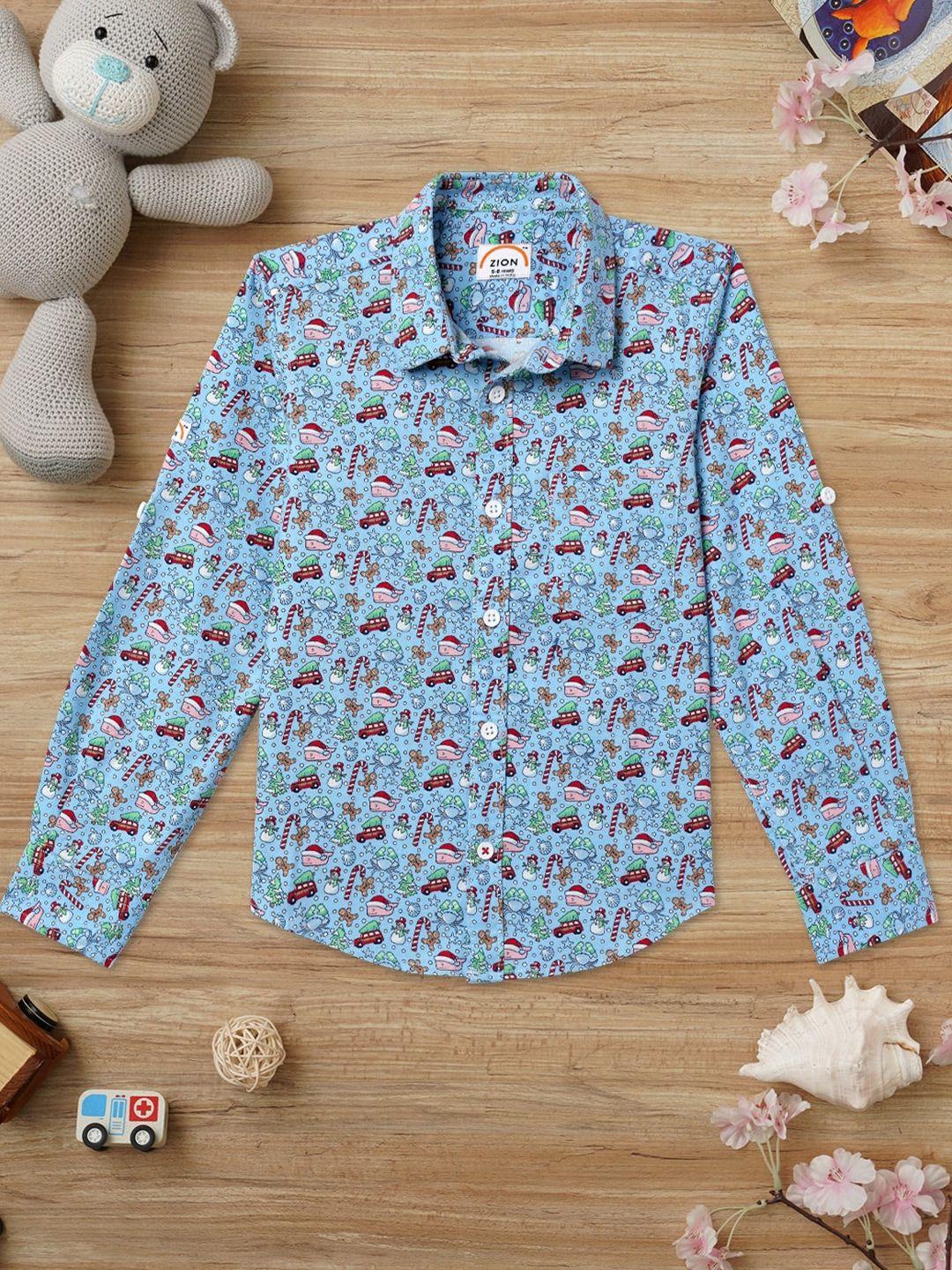 zion boys cotton comfort floral printed casual shirt