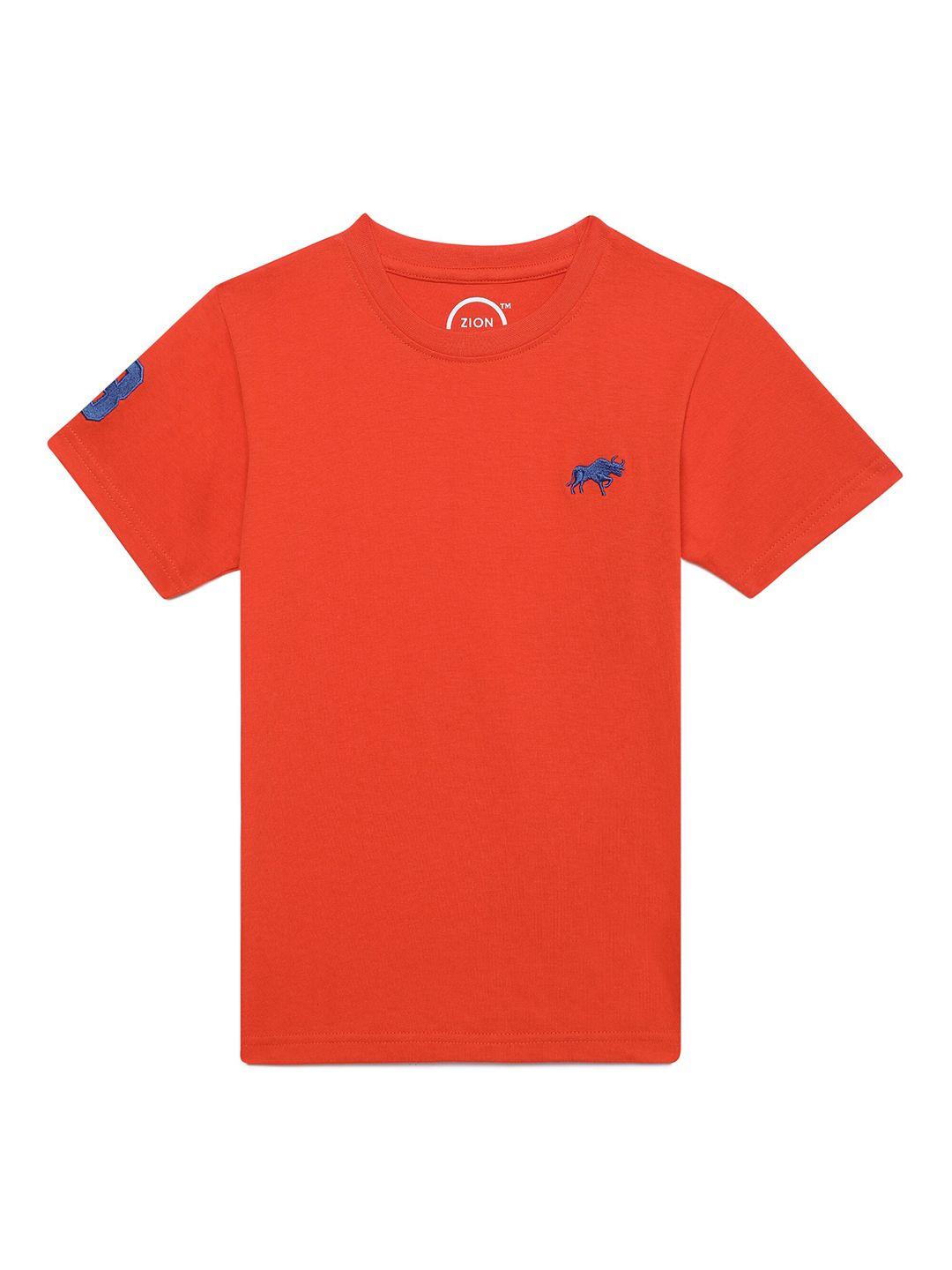 zion boys orange slim fit t-shirt