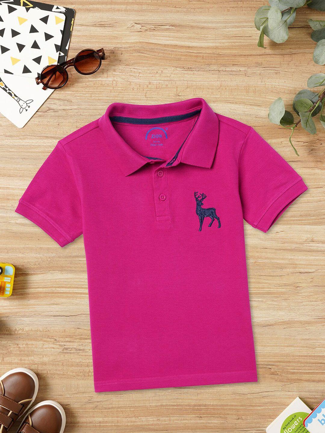 zion boys polo collar bio finish pure cotton t-shirt