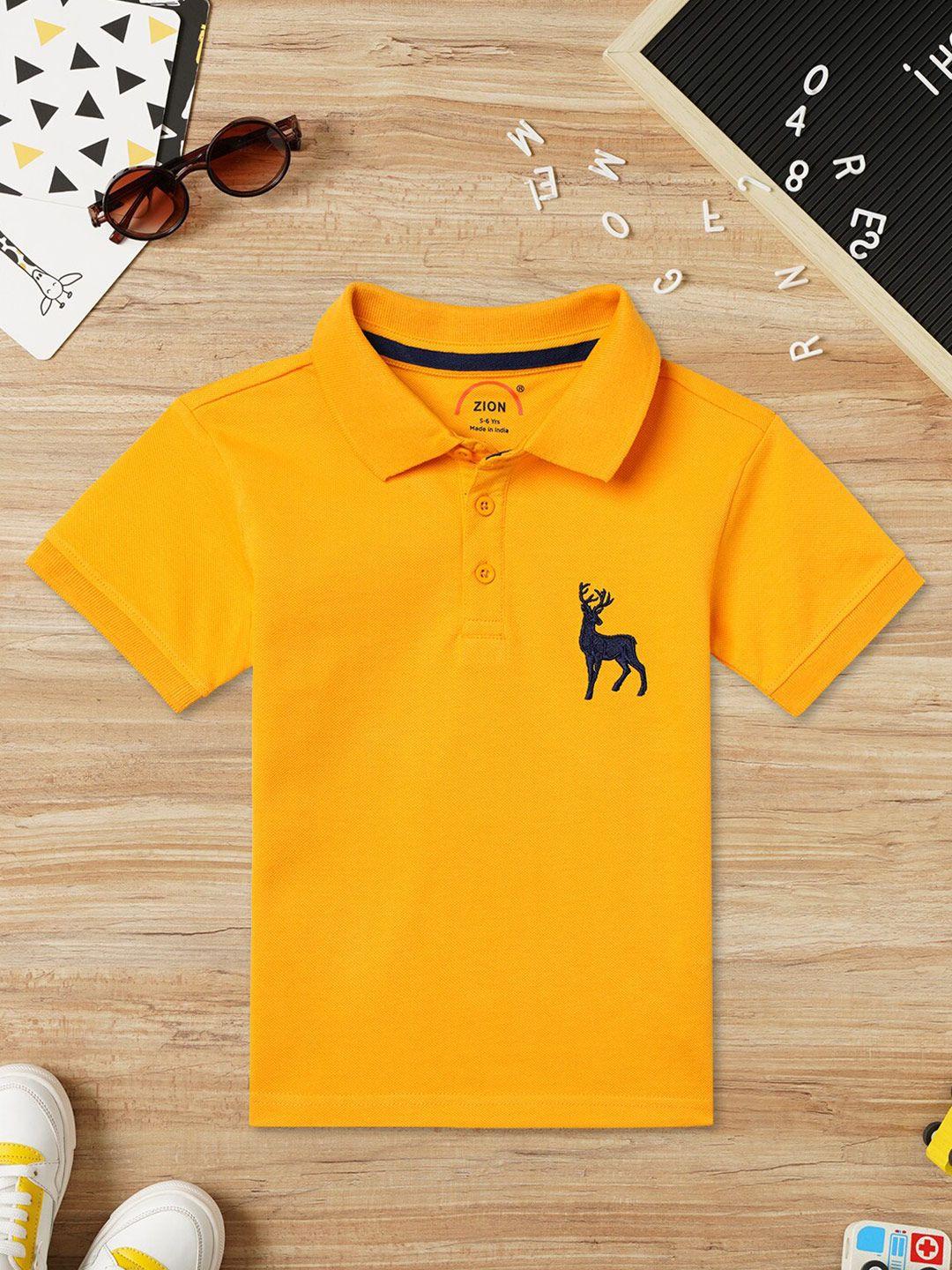 zion boys polo collar bio finish regular fit cotton t-shirt