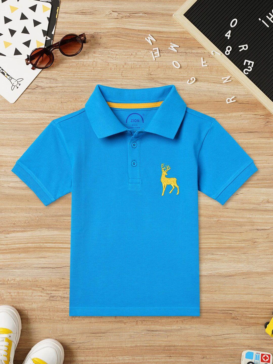 zion boys polo collar cotton bio finish t-shirt