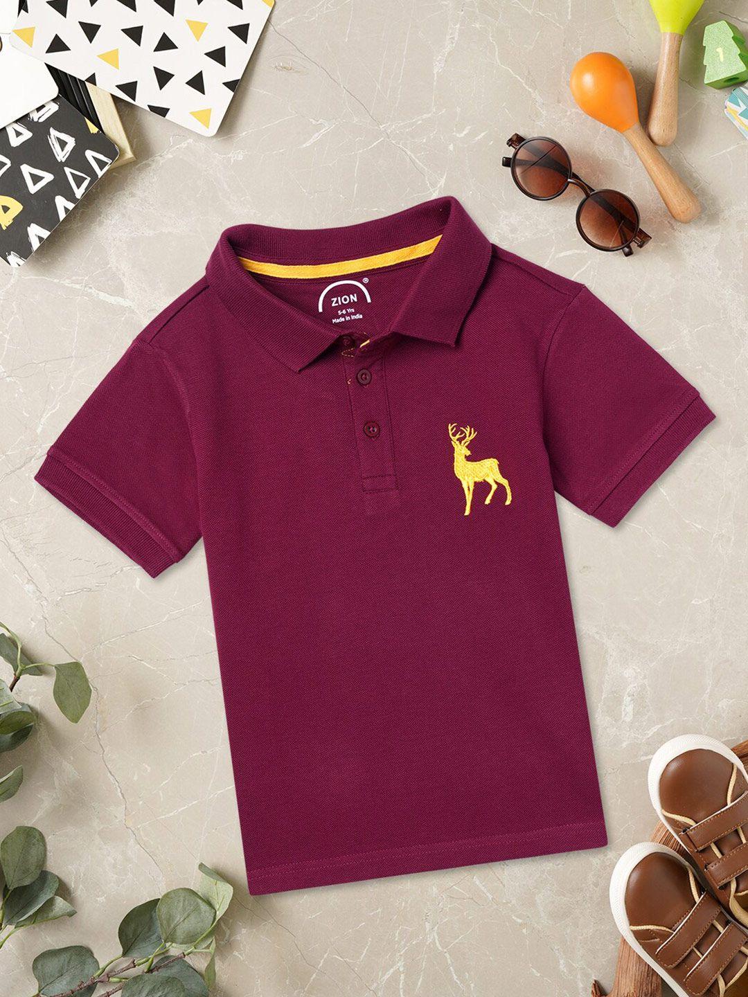 zion boys polo collar cotton bio finish t-shirt