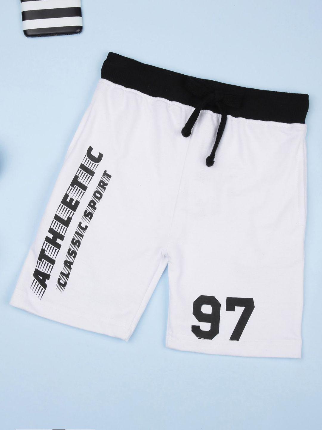 zion boys white & black typography printed outdoor sports shorts