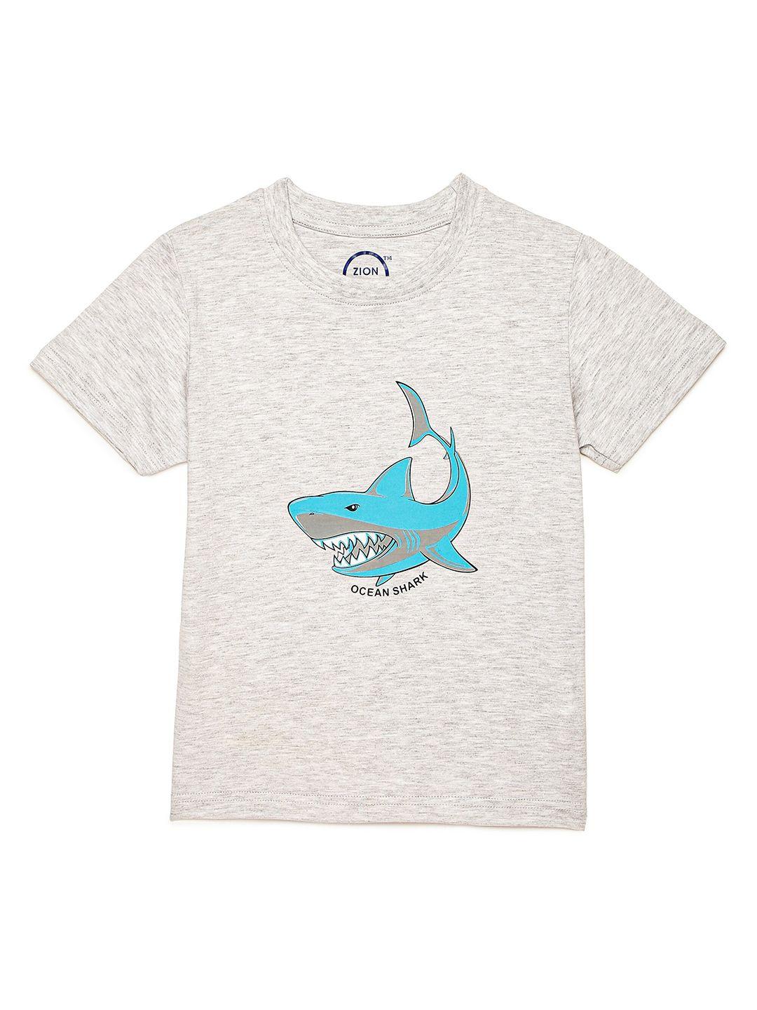 zion boys white and blue graphic printed t-shirt