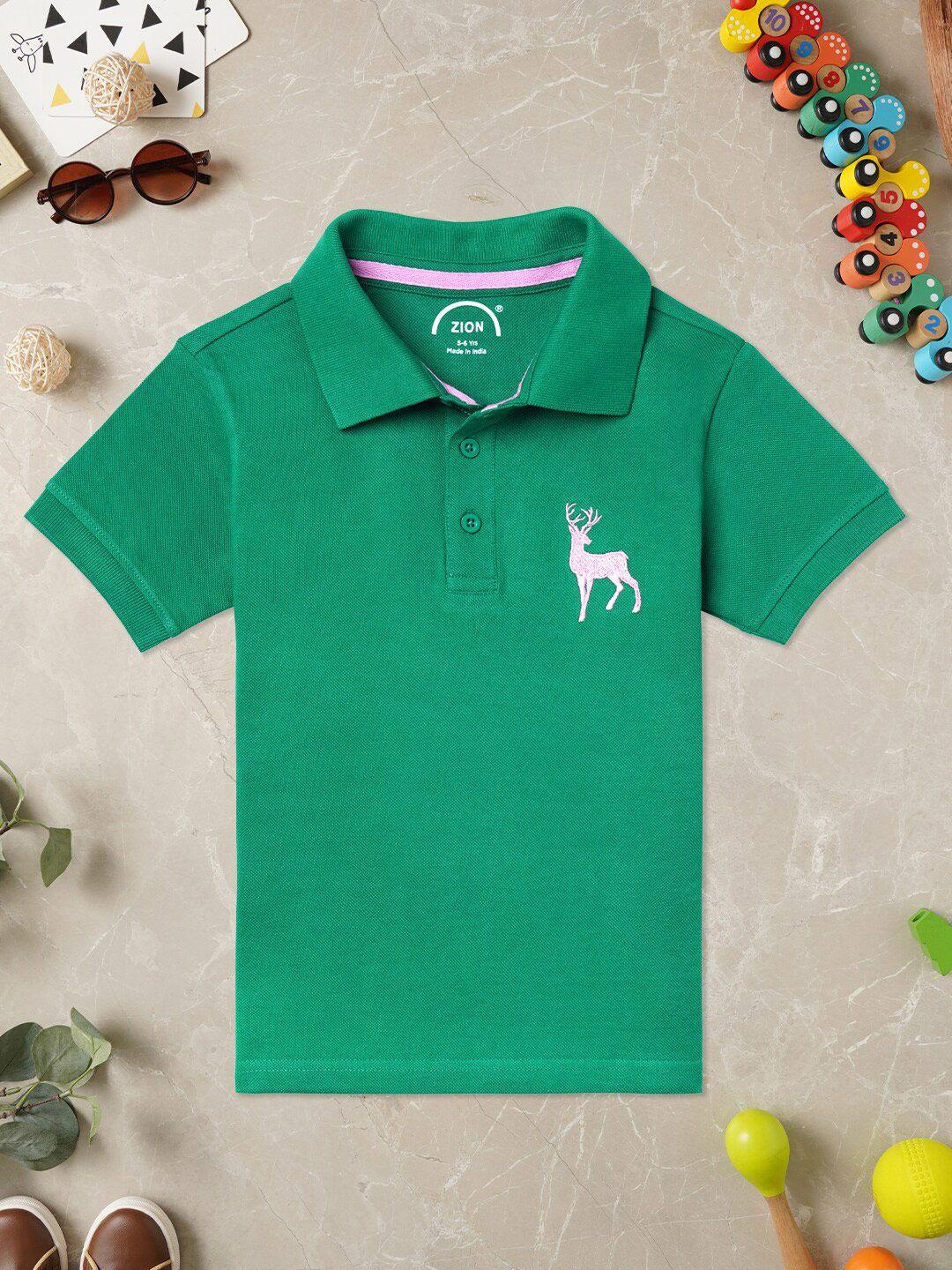 zion boys polo collar bio finish cotton t-shirt