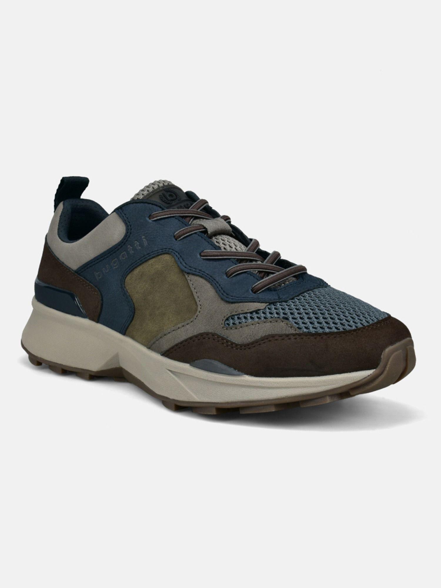 zion navy blue & brown men sports walking shoes