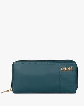 zip-around wallet with external zip pocket
