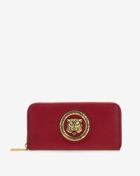 zip-around wallet with logo embossed