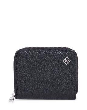 zip-around wallet with metal logo